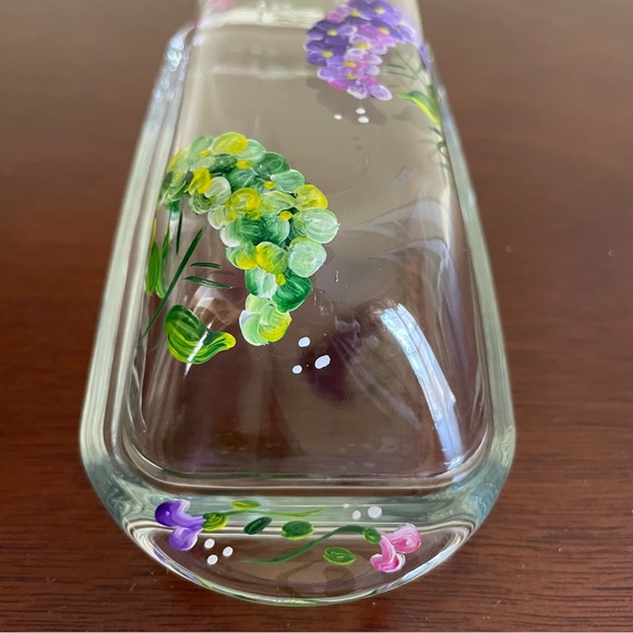 Vintage Hand Painted Flowered Glass Butter Dish With Lid - Picture 5 of 7
